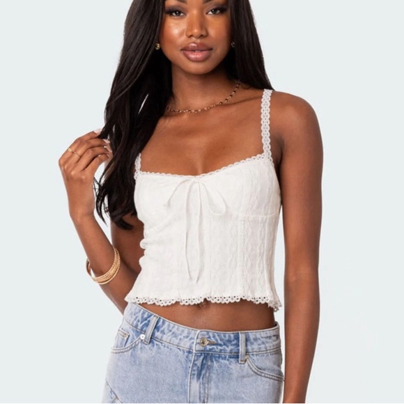 Edikted Tops - Edikted Lacey Knit Tank Top (Pacsun)